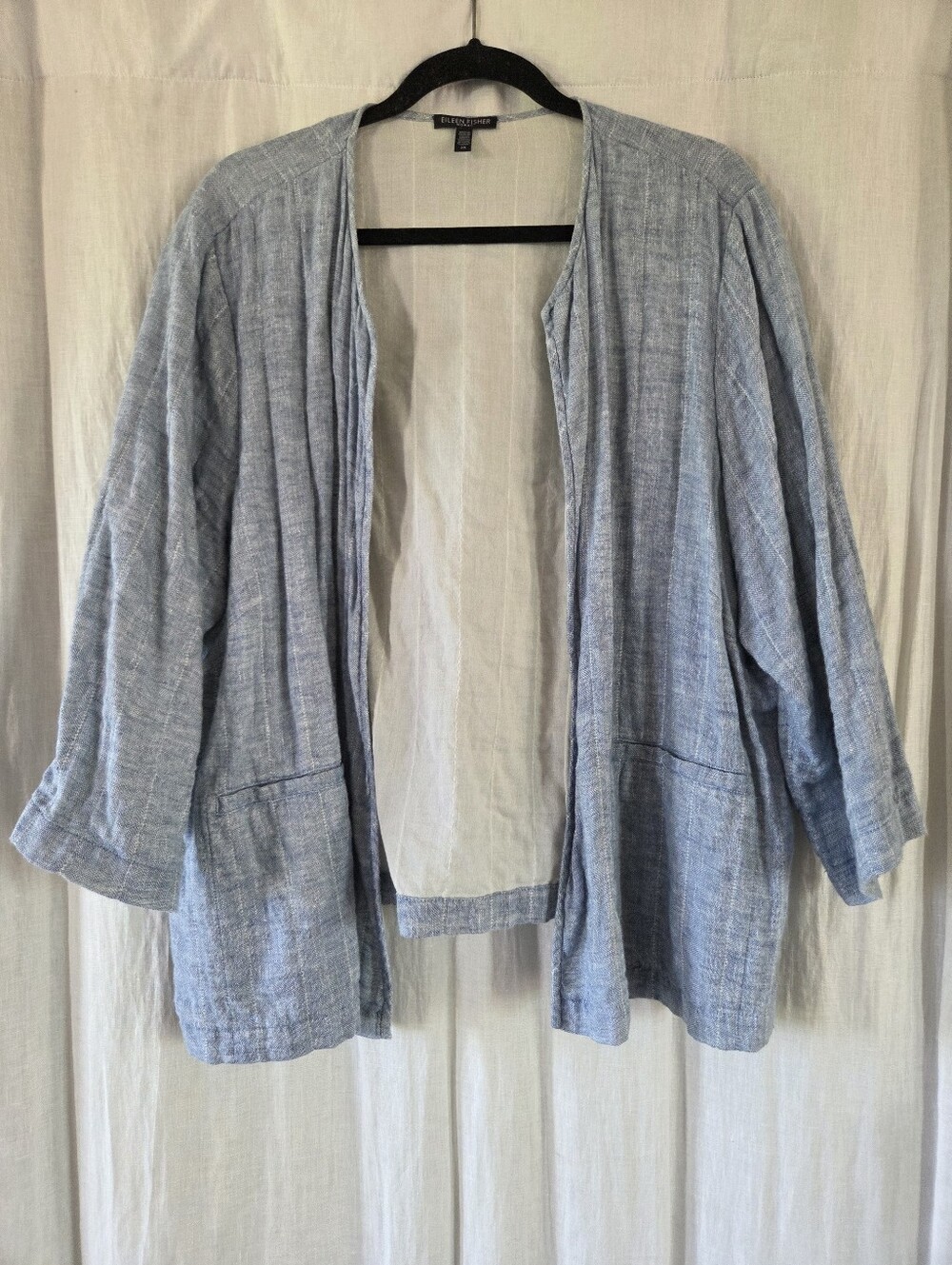 Eileen Fisher | Open Linen Blend Jacket - Light Blue